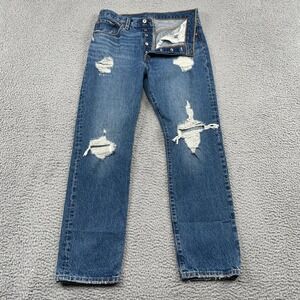 Levi's 501XX Jeans Womens 30x30 Blue Straight Distressed Button Fly